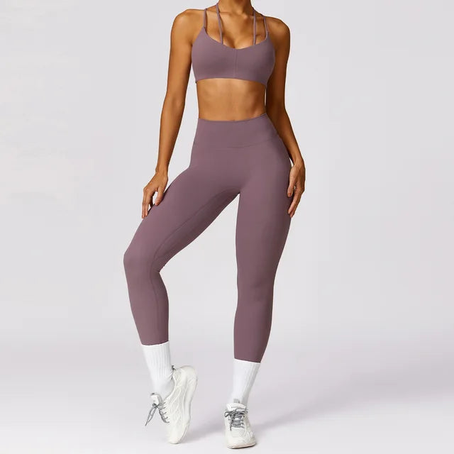 Sportswear Gym Clothing Fitness Short Sleeve Crop Top High Waist Leggings Sports Suits