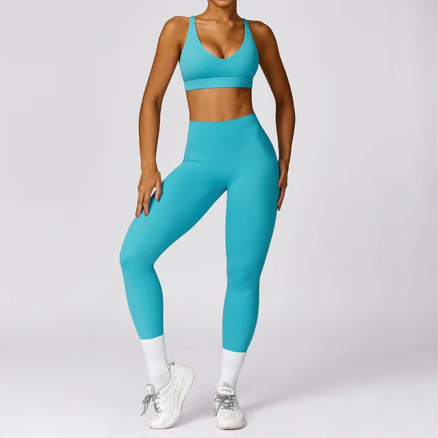 2PCS Yoga Set Gym Clothes Sportswear Yoga Suits For Women's Fitness