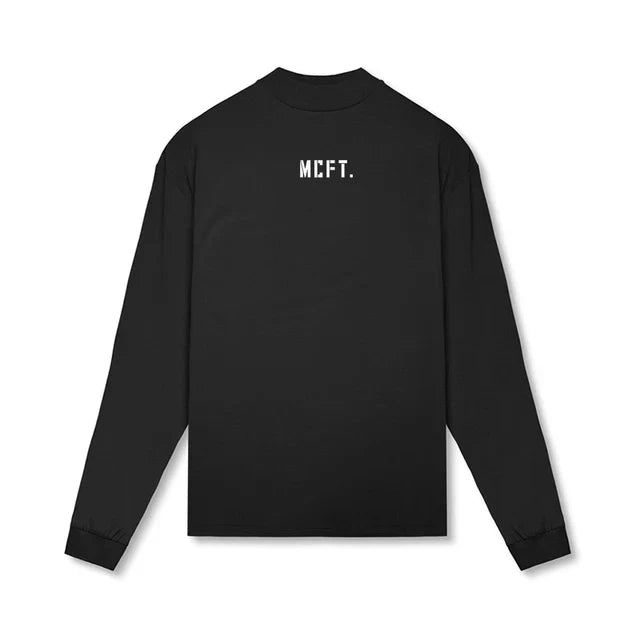 Bodybuilding T Shirt Workout Oversized High-neck Long Sleeve Tshirt