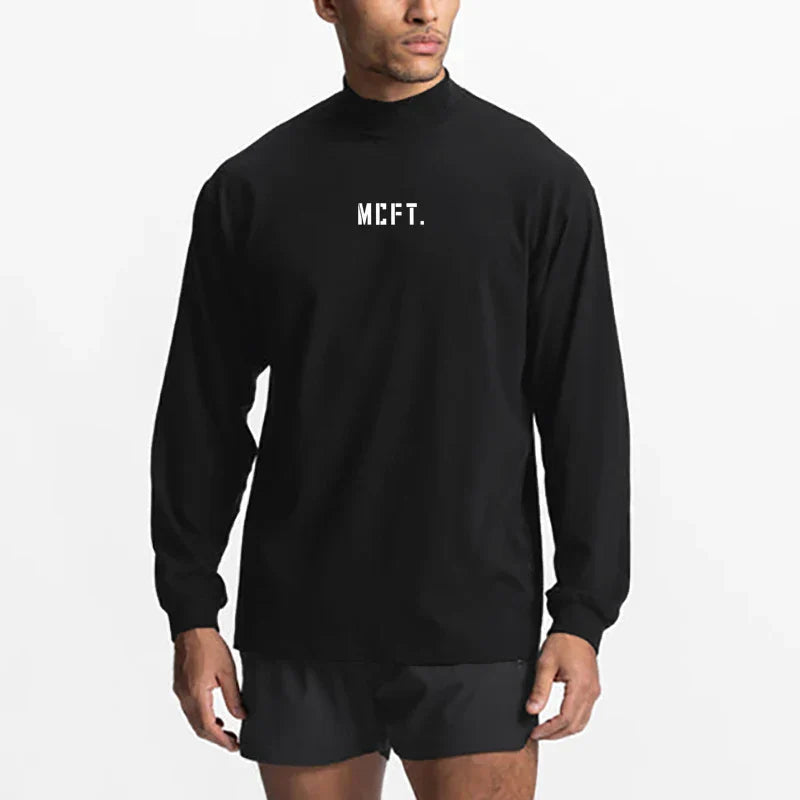 T Shirt Workout Oversized High-neck Long Sleeve Tshirt