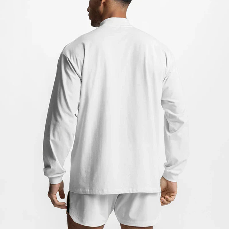 Bodybuilding T Shirt Workout Oversized High-neck Long Sleeve Tshirt