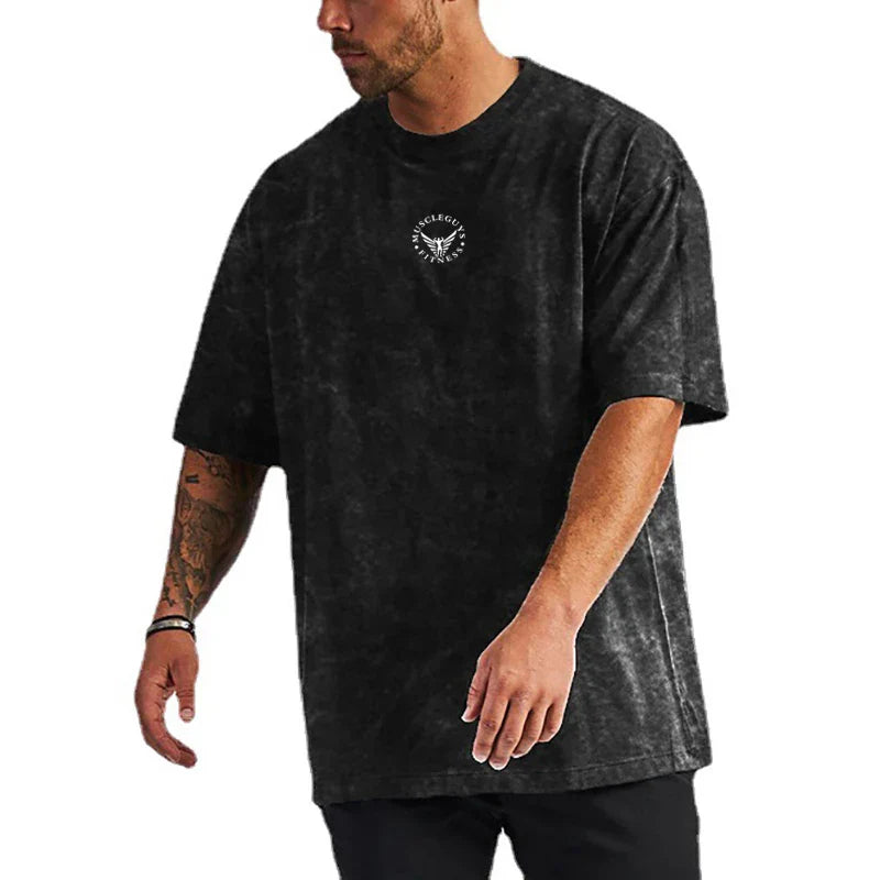 T Shirt Antique Style Summer Short Sleeve Gym Slim