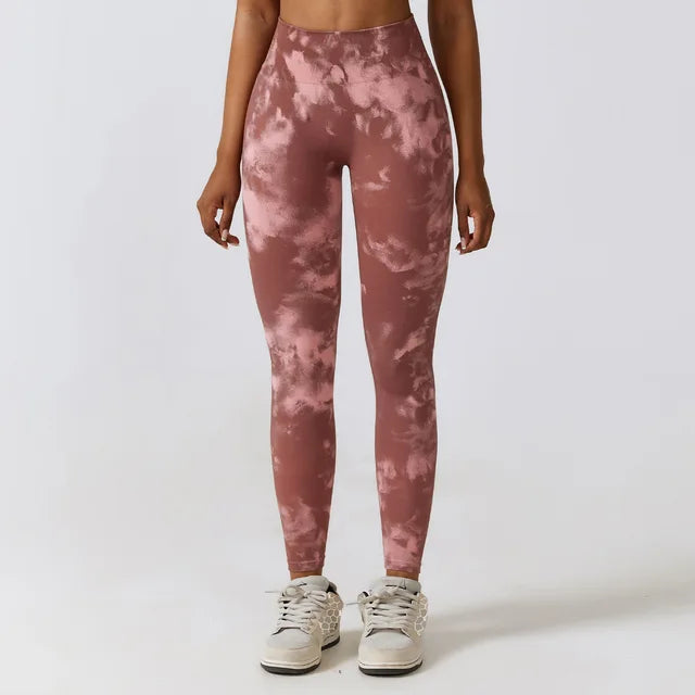 New Tie Dye Yoga Pants Sport Leggings Women Seamless High Waist Push Up Woman Tight Running Fitness Workout Leggins Gym Clothing