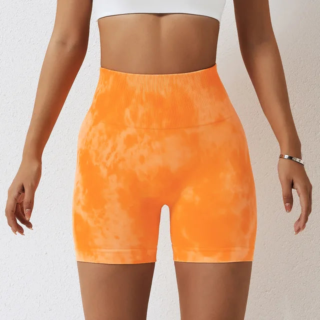 Tie Dyed Shorts Women Seamless Sports Shorts For Women Cycling Jogging Fitness High Waist Push Up Gym Shorts Women Yoga Clothing