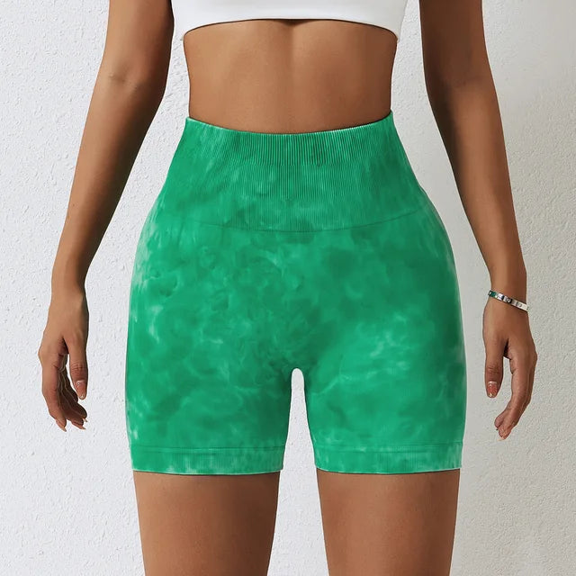 Tie Dyed Shorts Women Seamless Sports Shorts For Women Cycling Jogging Fitness High Waist Push Up Gym Shorts Women Yoga Clothing