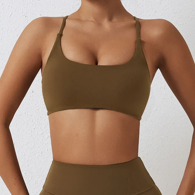 Women Cross Strap Sports Underwear Top Women Push Up Sport Bra