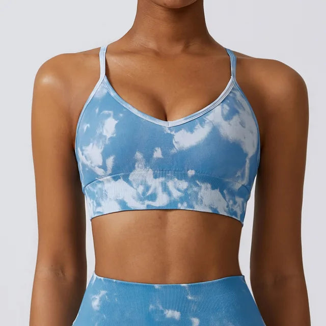 Women Yoga Bra Sling Seamless Sports Bra Quick Dry Breathable Gym Fitness Yoga Top Outdoor Casual Printing Sports Underwear