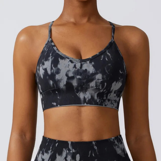 Women Yoga Bra Sling Seamless Sports Bra Quick Dry Breathable Gym Fitness Yoga Top Outdoor Casual Printing Sports Underwear