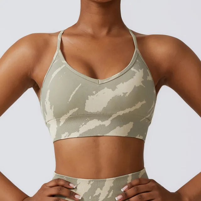 Women Yoga Bra Sling Seamless Sports Bra Quick Dry Breathable Gym Fitness Yoga Top Outdoor Casual Printing Sports Underwear