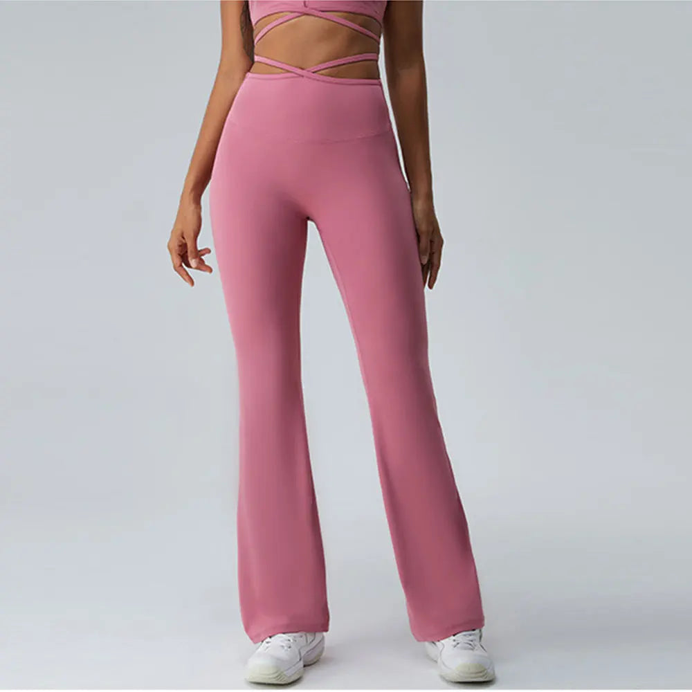 Women Yoga Pants Hip Lift Flared Wide Leg Stretch Fitness Wear Slim Fit Gym Push Up Workout Leggings Trousers Female Clothes
