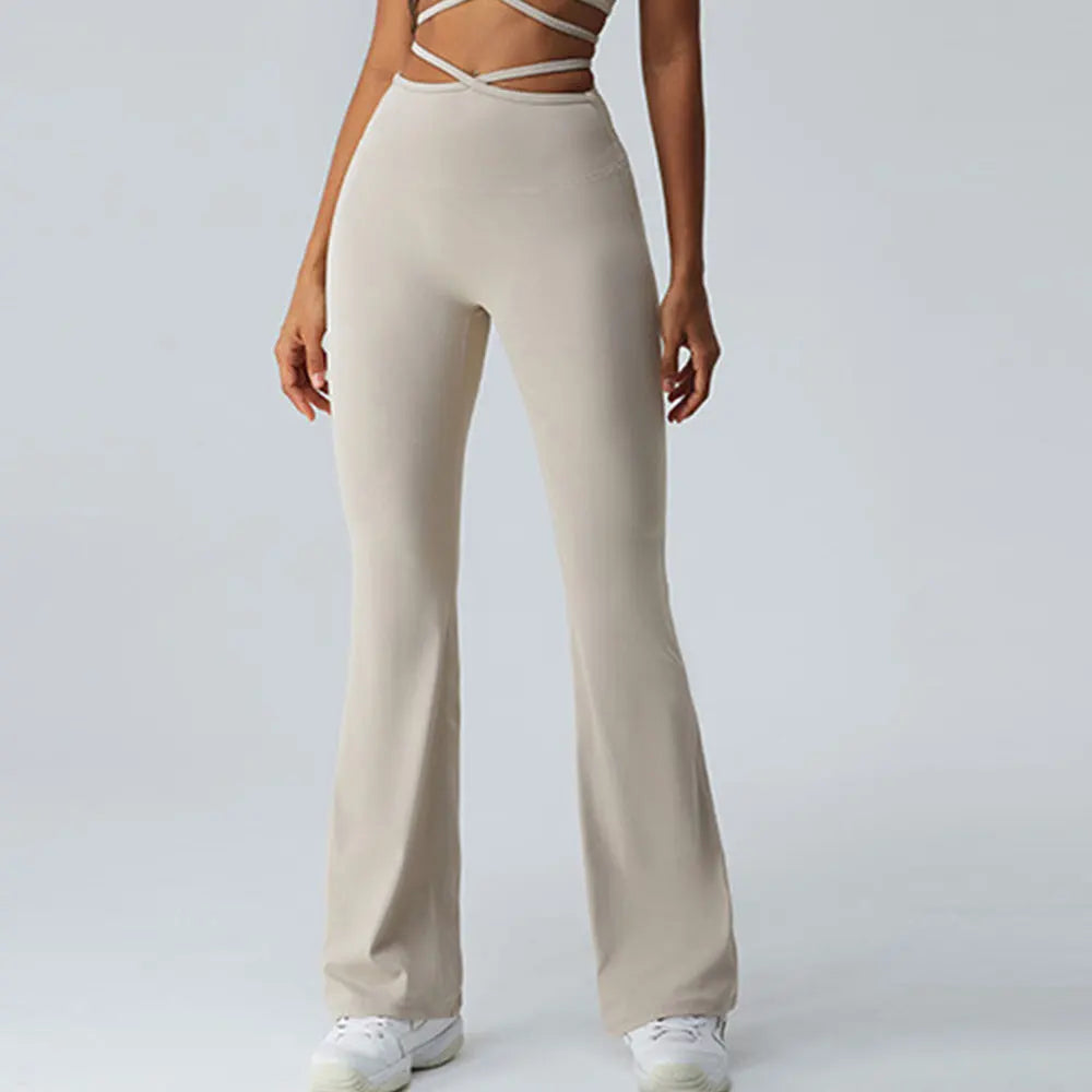 Women Yoga Pants Hip Lift Flared Wide Leg Stretch Fitness Wear Slim Fit Gym Push Up Workout Leggings Trousers Female Clothes