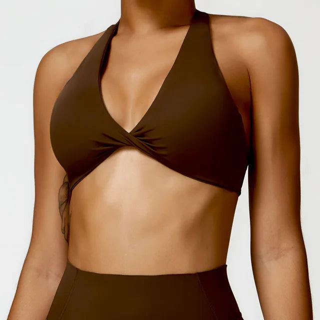 Women's Halter Sports Bra Sexy Beautiful Back Top Push Up Fitness Bra