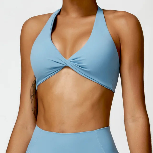 Women's Halter Sports Bra Sexy Beautiful Back Top Push Up Fitness Bra