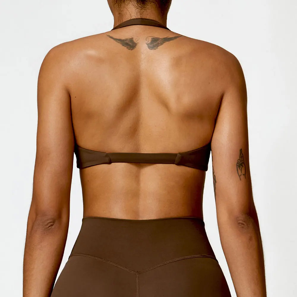 Women's Halter Sports Bra Sexy Beautiful Back Top Push Up Fitness Bra