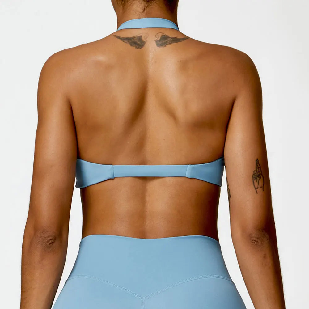 Women's Halter Sports Bra Sexy Beautiful Back Top Push Up Fitness Bra
