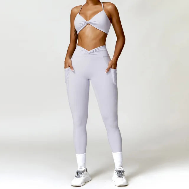 Yoga Set Workout Outfits for Women Tracksuit 2PCS Sport Bra High Waist