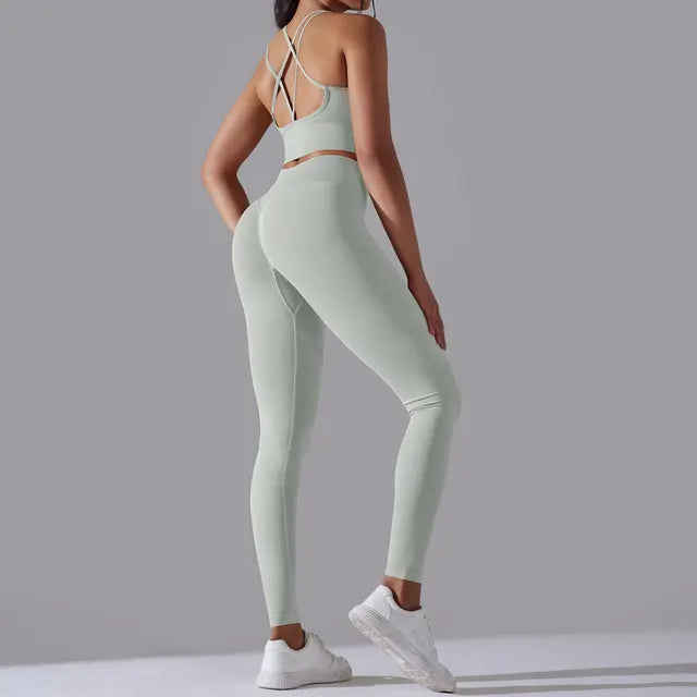 Sportswear High Waist Leggings Sports Bra Seamless Tracksuit Fitness Workout Outfits Gym Wear