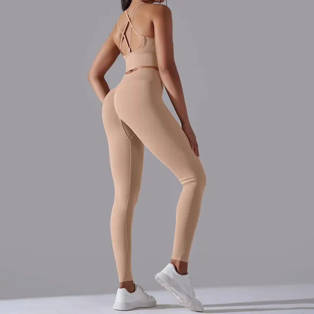 Sportswear High Waist Leggings Sports Bra Seamless Tracksuit Fitness Workout Outfits Gym Wear