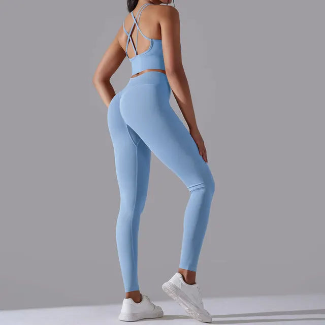 Sportswear High Waist Leggings Sports Bra Seamless Tracksuit Fitness Workout Outfits Gym Wear