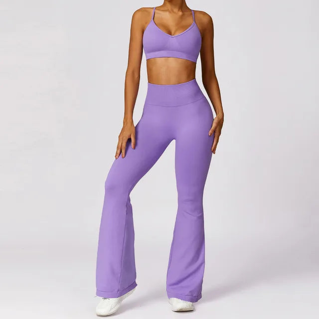 2PCS Seamless Women Yoga Set Sportswear Gym Push Up Workout