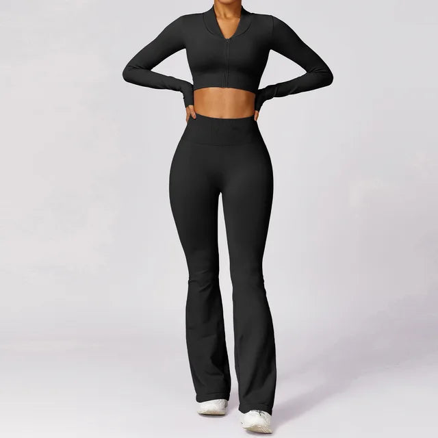 2PCS Seamless Women Yoga Set Sportswear Gym Push Up Workout