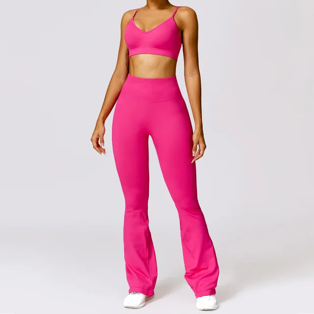 2PCS Seamless Women Yoga Set Sportswear Gym Push Up Workout
