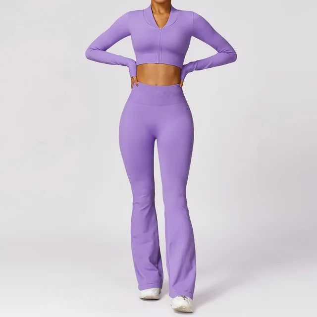 2PCS Seamless Women Yoga Set Sportswear Gym Push Up Workout