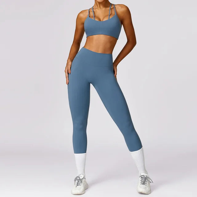 Sportswear Gym Clothing Fitness Short Sleeve Crop Top High Waist Leggings Sports Suits