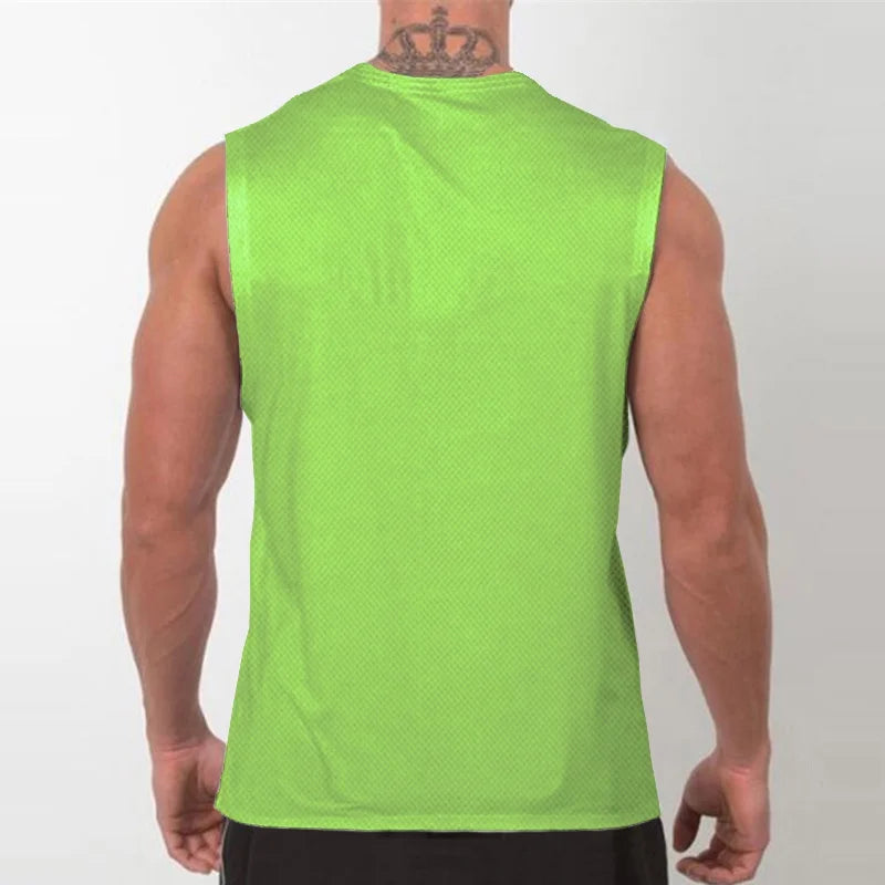 Brand Men's Gym Quick Dry Muscle Tank Top Fashion Singlets Mesh Fitness Korean Clothing Slimming Training Breathable Vest
