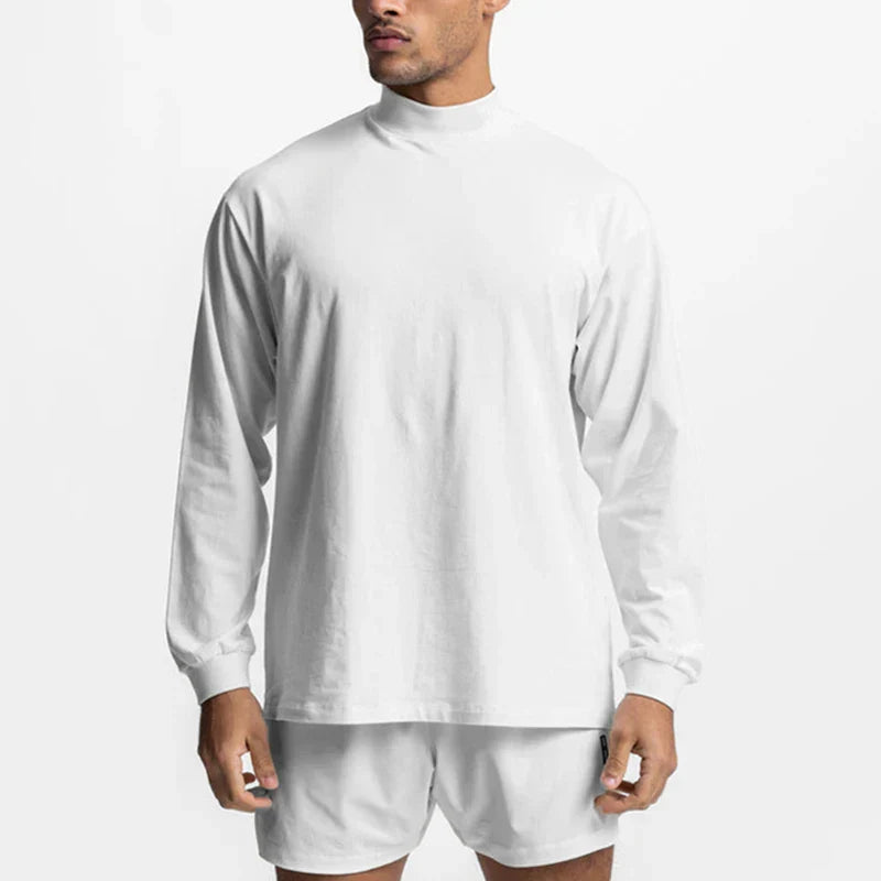 High-neck Long Sleeve Tshirt Breathable Fitness Fashion Clothing  T Shirt