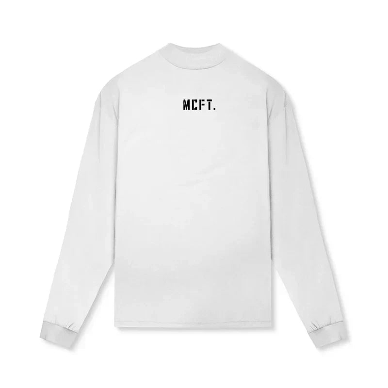 Bodybuilding  T Shirt Workout Oversized High-neck Long Sleeve Tshirt