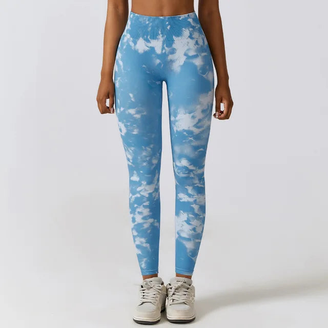 New Tie Dye Yoga Pants Sport Leggings Women Seamless High Waist Push Up Woman Tight Running Fitness Workout Leggins Gym Clothing