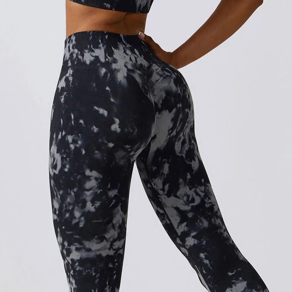 New Tie Dye Yoga Pants Sport Leggings Women Seamless High Waist Push Up Woman Tight Running Fitness Workout Leggins Gym Clothing