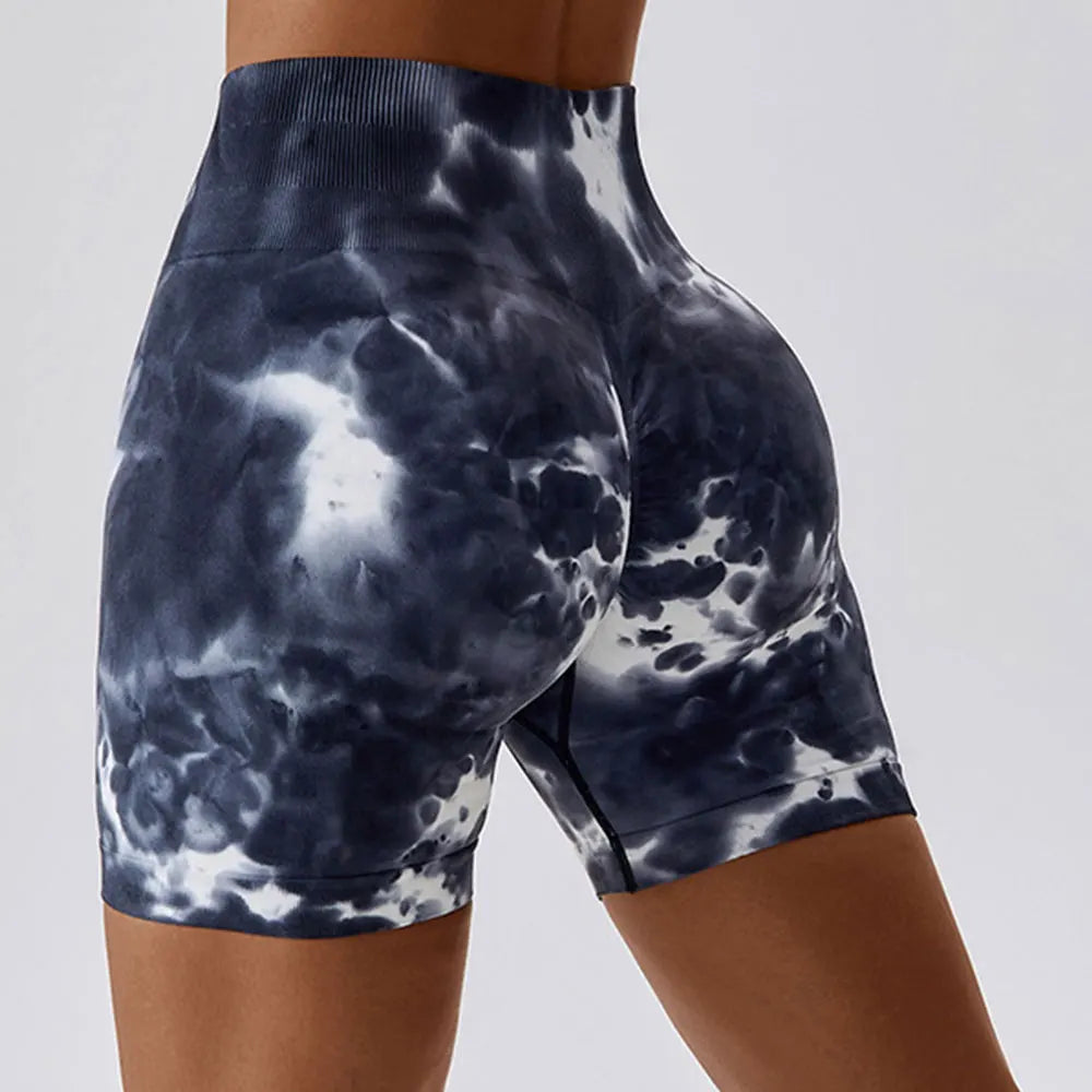 Tie Dyed Shorts Women Seamless Sports Shorts For Women Cycling Jogging Fitness High Waist Push Up Gym Shorts Women Yoga Clothing