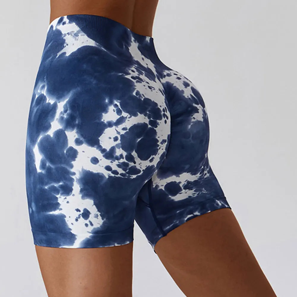 Tie Dyed Shorts Women Seamless Sports Shorts For Women Cycling Jogging Fitness High Waist Push Up Gym Shorts Women Yoga Clothing