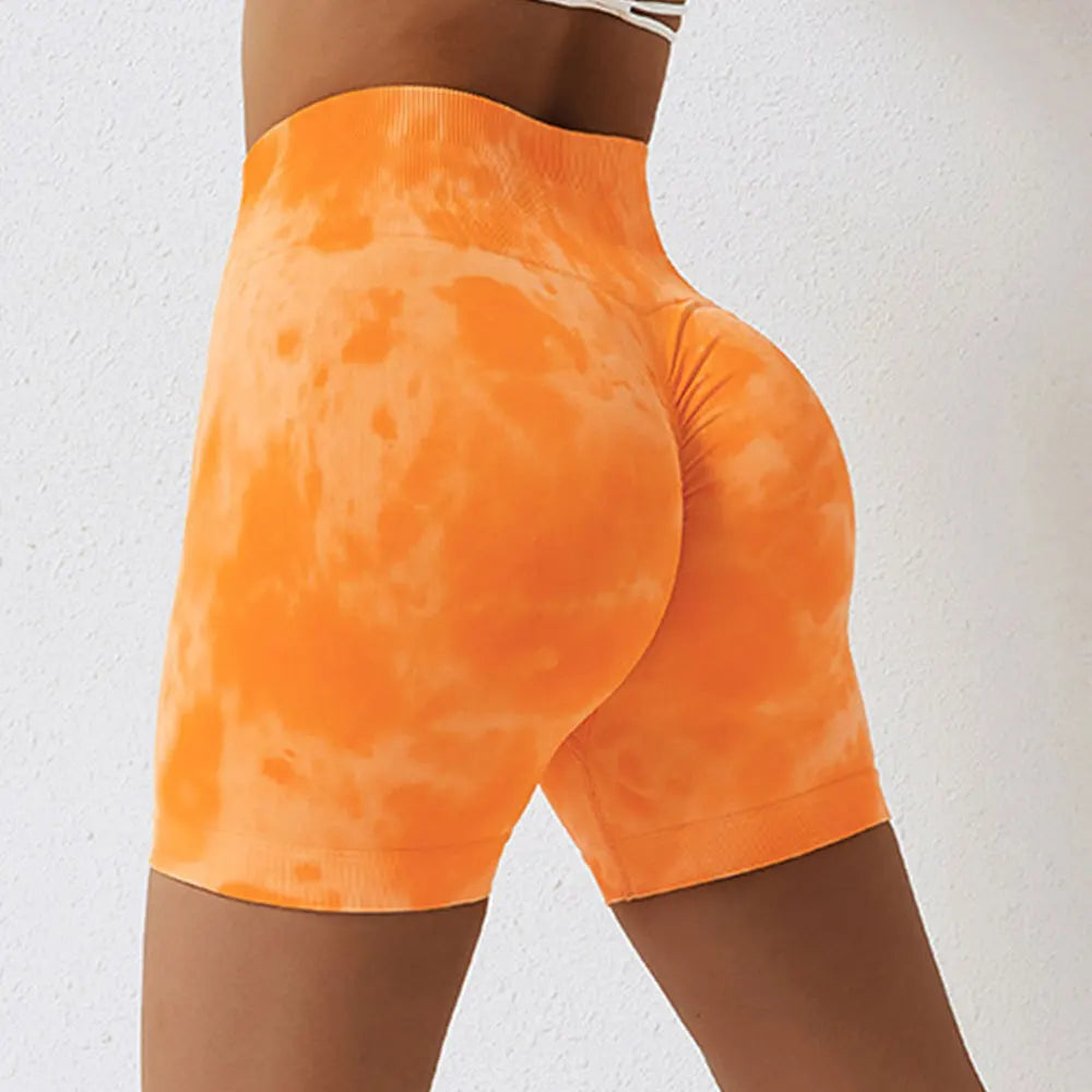 Tie Dyed Shorts Women Seamless Sports Shorts For Women Cycling Jogging Fitness High Waist Push Up Gym Shorts Women Yoga Clothing