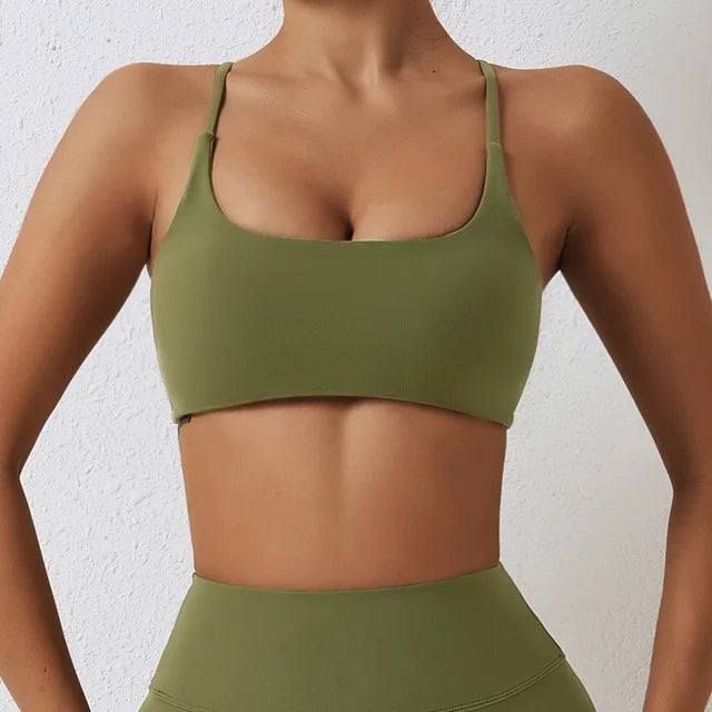 Women Cross Strap Sports Underwear Top Women Push Up Sport Bra