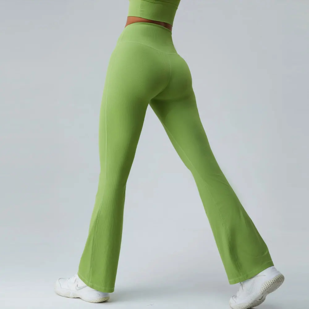 Women High Elasticity Flare Yoga Pants Leggings Dance Slim Trousers Butt Gym Push Up Workout High Waist Fitness Flared Leggings
