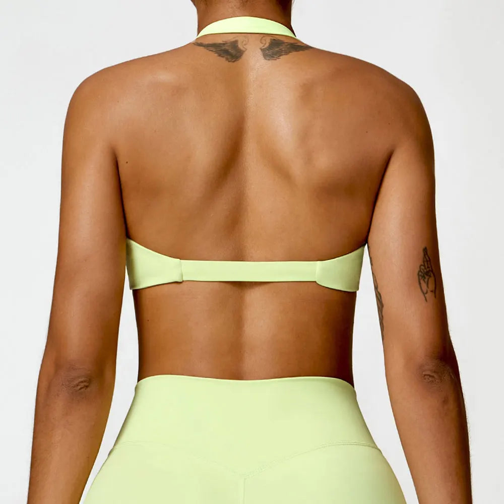 Women's Halter Sports Bra Sexy Beautiful Back Top Push Up Fitness Bra