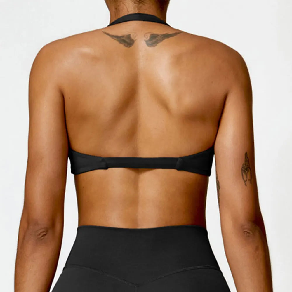 Women's Halter Sports Bra Sexy Beautiful Back Top Push Up Fitness Bra